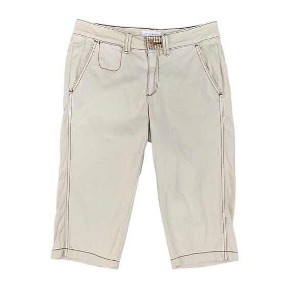 Anthropologie Chino Pedal Pusher 26 Cotton Stretch Belt Loops Clam Digger Pants - Picture 1 of 14